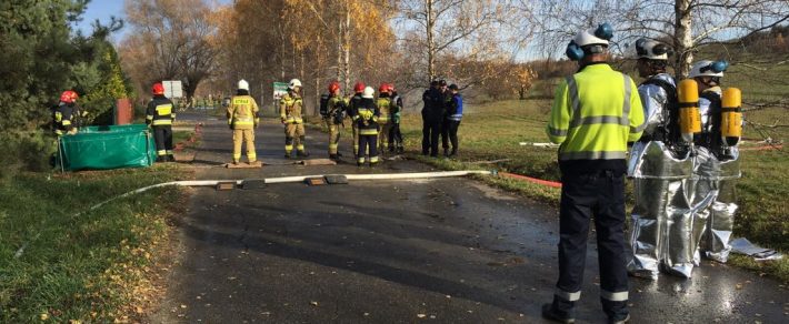 Podolany. Pożar stacji redukcji gazu wysokiego ciśnienia.